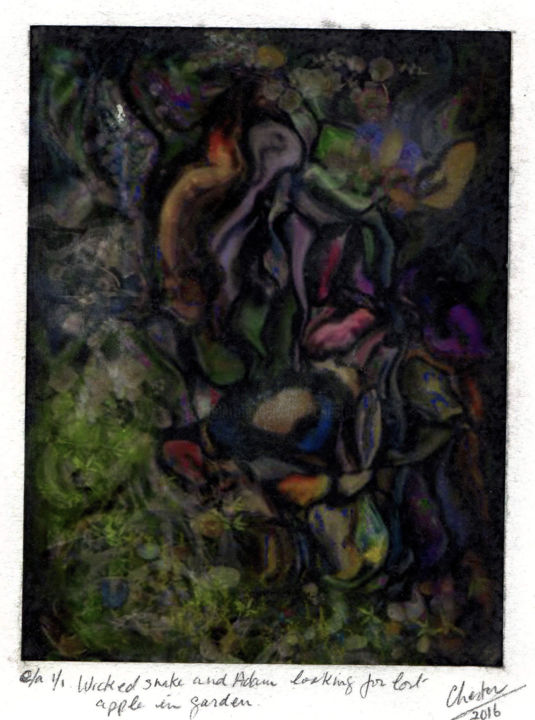 Arts numériques intitulée "L'énigme du serpent…" par Richard Raveen Chester, Œuvre d'art originale, Peinture numérique