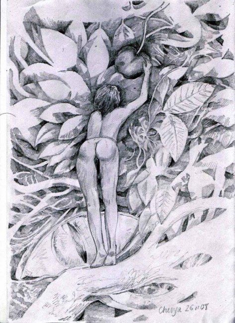 Drawing titled "Reaching for the Ch…" by Alice Schesya, Original Artwork