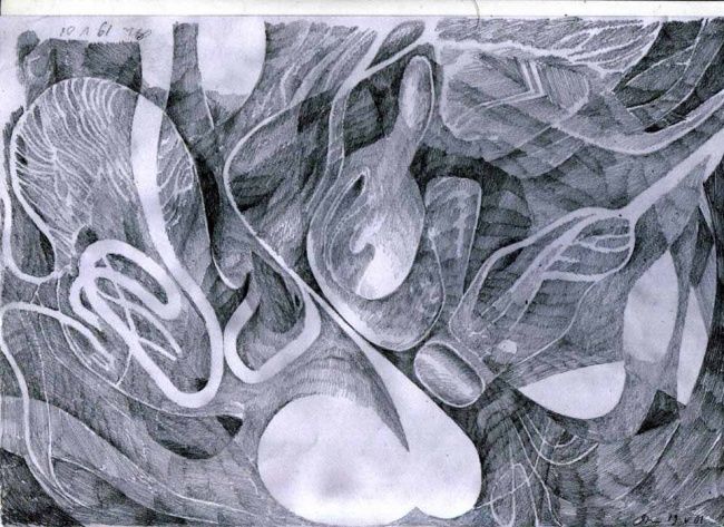 Drawing titled "Deeply in the soil…" by Alice Schesya, Original Artwork