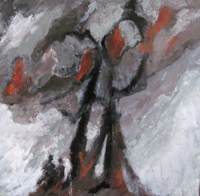 Painting titled "Sous la pluie" by Lucile Chevalier Moreaux, Original Art, Other