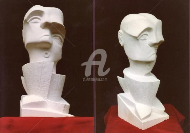 Escultura titulada "l'homme au col roulé" por Janpi. R, Obra de arte original, Piedra