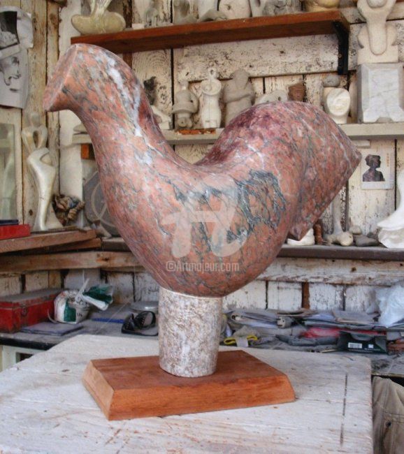 Escultura titulada "le coq de mon voisin" por Janpi. R, Obra de arte original