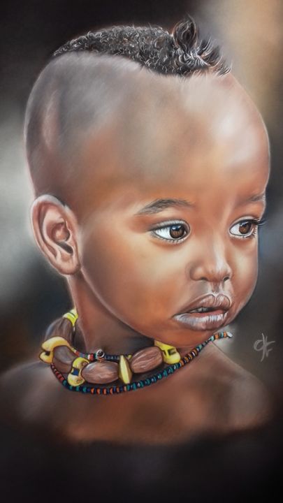 Painting titled "" Love Africa "" by Véronique Chevalier, Original Art, Pastel