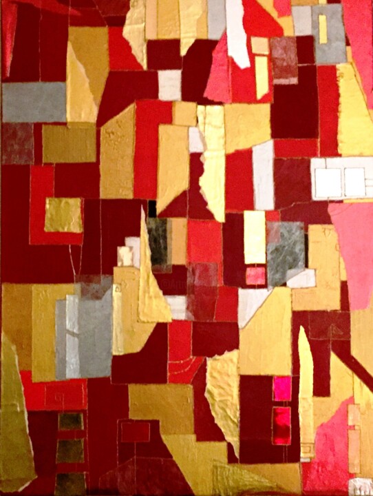 Peinture intitulée "Grand Rouge" par Mu, Œuvre d'art originale, Acrylique Monté sur Châssis en bois