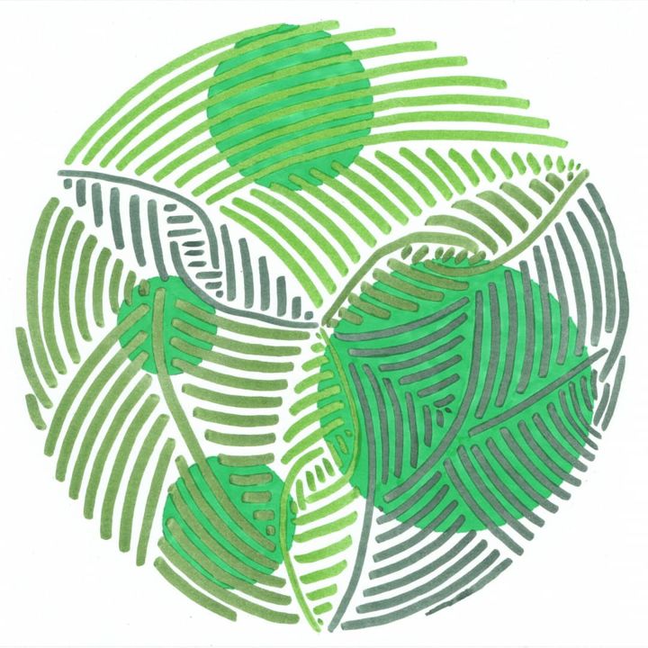 Drawing titled "Sphères 02" by Toche, Original Art, Marker