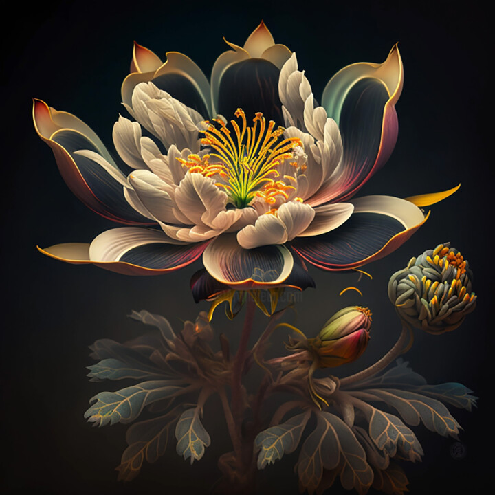 Arts numériques intitulée "Fleur inconnue" par Alf, Œuvre d'art originale, Peinture numérique