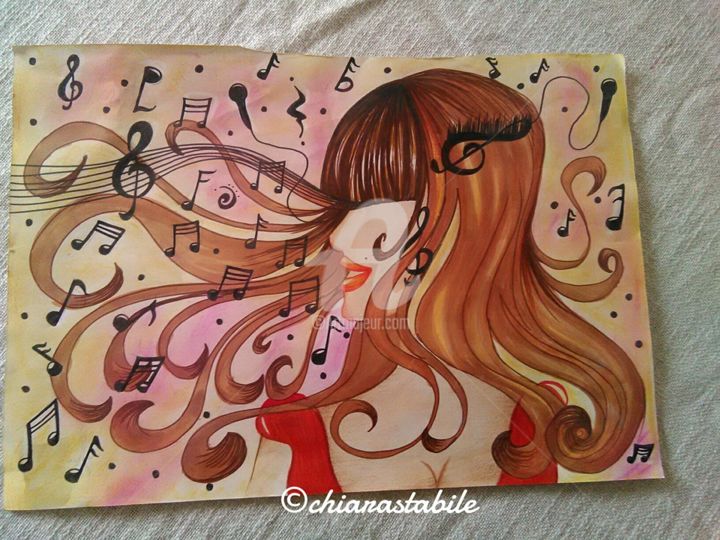 Drawing titled "Sinfonia di Note-…" by Chiara Stabile, Original Artwork