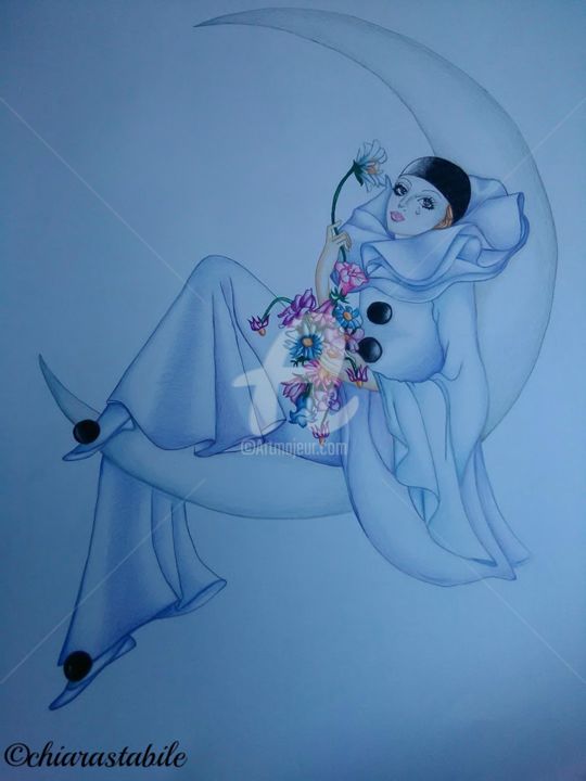 Drawing titled "Pierrot" by Chiara Stabile, Original Artwork