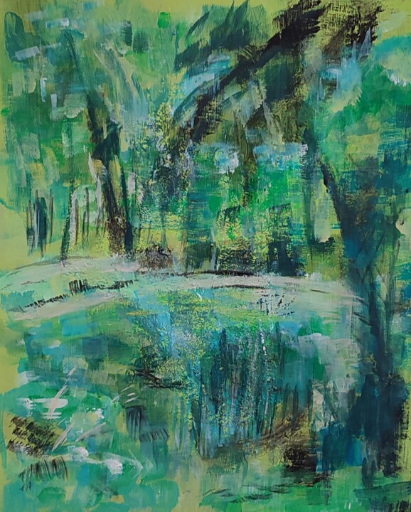 Painting titled "Balade au jardin" by Chiara M., Original Artwork, Acrylic