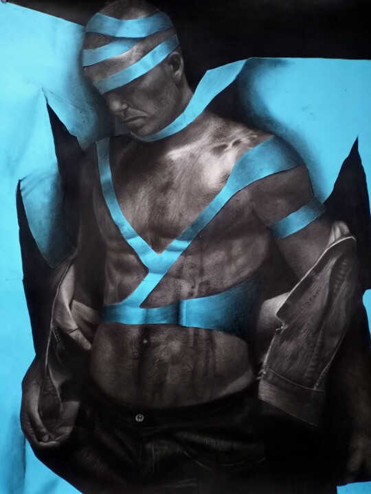 Dessin intitulée "Blue print" par Chifart, Œuvre d'art originale, Fusain