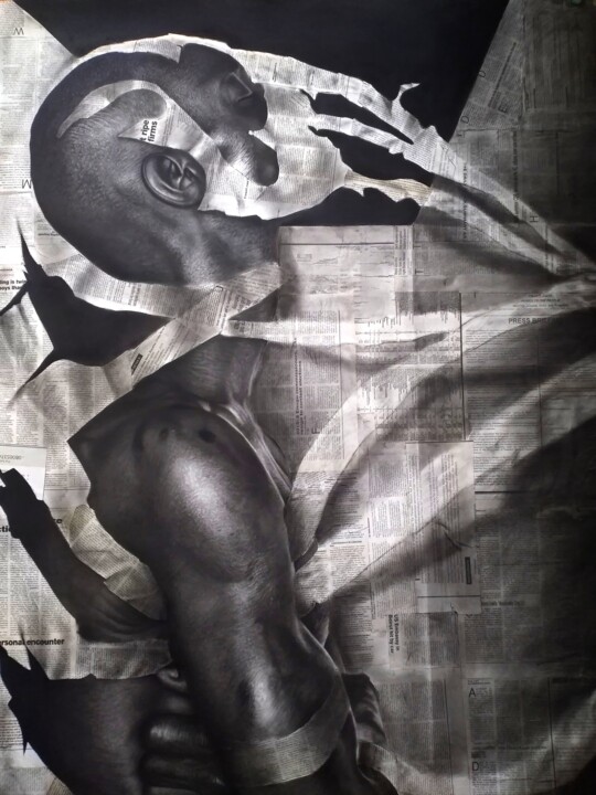 Dibujo titulada "The unknown" por Chifart, Obra de arte original, Carbón