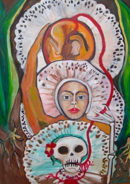 Pintura titulada "FRIDA's Transitons" por Chicana Artist.... Ruth Olivar Millan, Obra de arte original