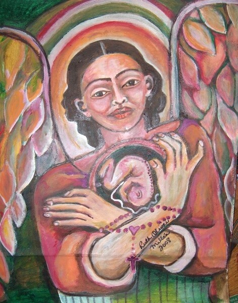 Pintura titulada "Frida's Child" por Chicana Artist.... Ruth Olivar Millan, Obra de arte original, Otro