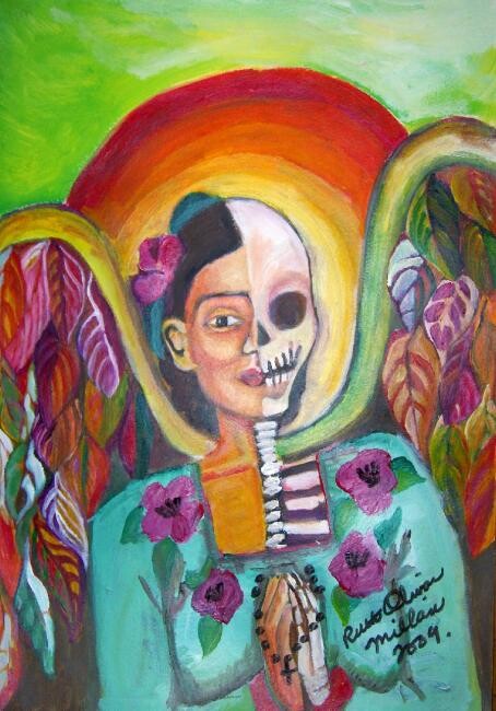 Pintura titulada "Frida's Obsession w…" por Chicana Artist.... Ruth Olivar Millan, Obra de arte original, Otro