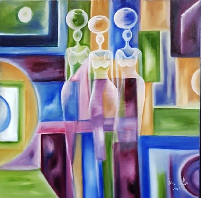 Painting titled "My everyday journey" by Francisca Sales Machado Chica Sales, Original Artwork, Oil