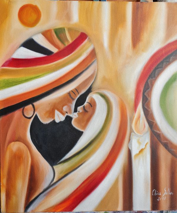 Painting titled "Mother and child lo…" by Francisca Sales Machado Chica Sales, Original Artwork, Oil