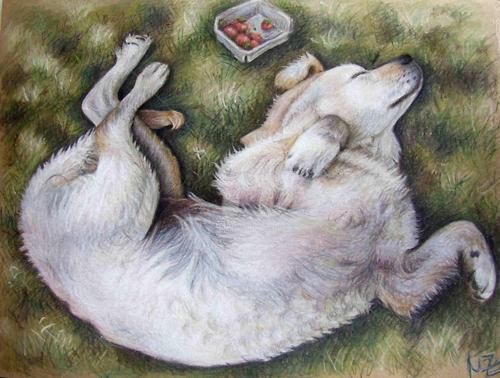 Malerei mit dem Titel "Golden Puppy" von Arts & Dogs, Original-Kunstwerk, Öl