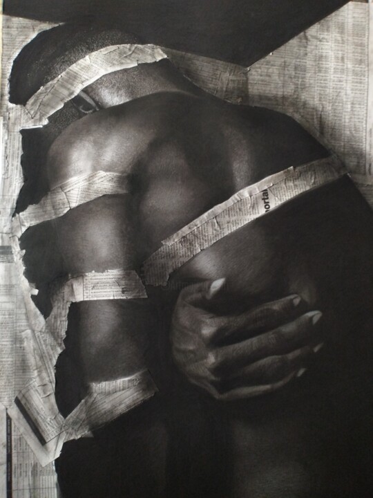 Dessin intitulée "Obscurity" par Chidi Chibueze, Œuvre d'art originale, Fusain
