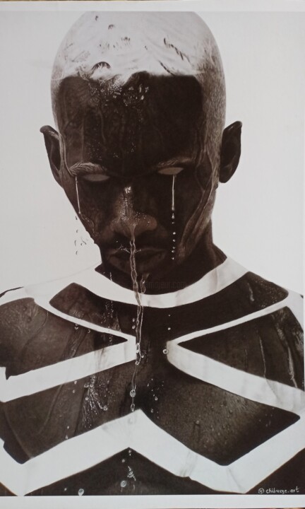 Рисунок под названием "The last drop" - Chidi Chibueze, Подлинное произведение искусства, Древесный уголь