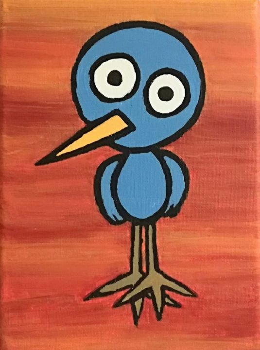 Painting titled "Bird in sunset" by Chiitan Lin, Original Artwork, Acrylic