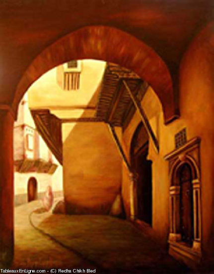 Painting titled "Basse Casbah" by Redha Chikh Bled, Original Artwork