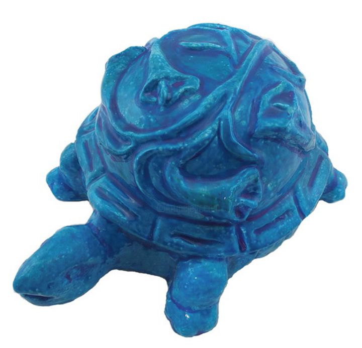 Escultura titulada "Tartaruga Azul" por Rafael Carvalho, Obra de arte original, Cemento