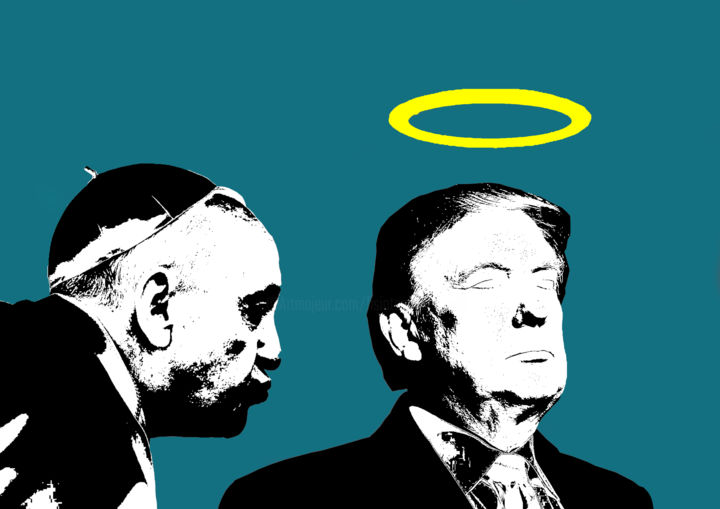 Incisioni, stampe intitolato "Trumpope #artistsu…" da Chidreneyes, Opera d'arte originale, Serigrafia