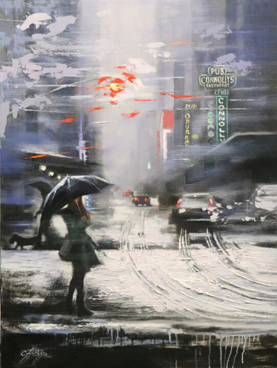 Painting titled "Winter Prelude 2022" by Chin H Shin, Original Artwork, Oil Mounted on Wood Stretcher frame