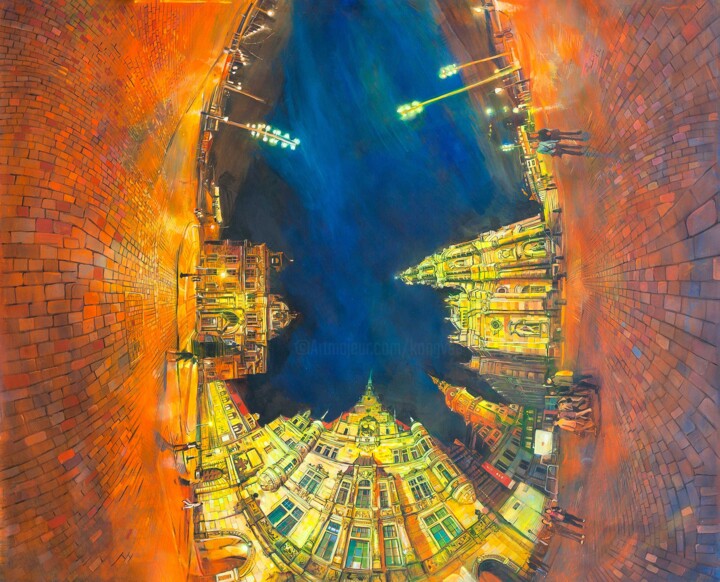 Peinture intitulée "dresden-at-night.jpg" par Chin Kong Yee, Œuvre d'art originale, Acrylique