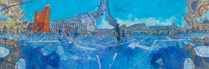 Pintura intitulada "piazzasanmarco4.jpg" por Chin Kong Yee, Obras de arte originais, Óleo