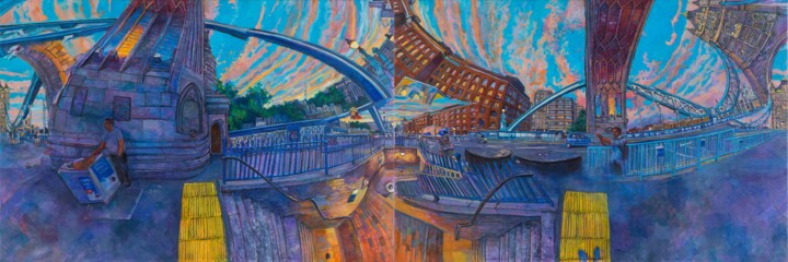 Peinture intitulée "towerbridge b.jpg" par Chin Kong Yee, Œuvre d'art originale, Huile