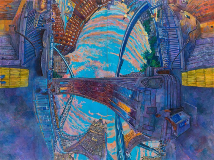 Peinture intitulée "towerbridgec.jpg" par Chin Kong Yee, Œuvre d'art originale, Huile
