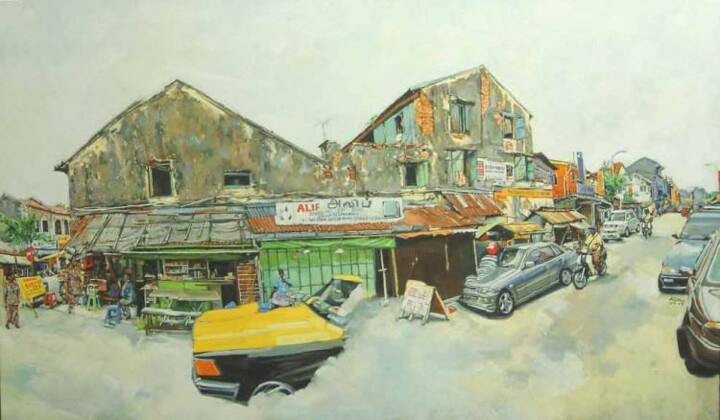 Pintura intitulada "queen street" por Chin Kong Yee, Obras de arte originais