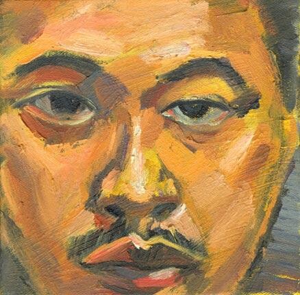 Painting titled "face of self" by Chin Kong Yee, Original Artwork, Oil