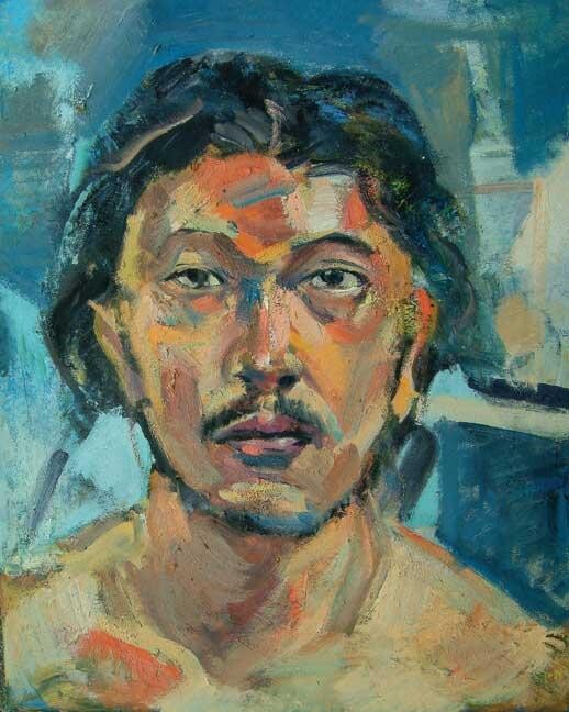 Peinture intitulée "self-portrait" par Chin Kong Yee, Œuvre d'art originale, Huile