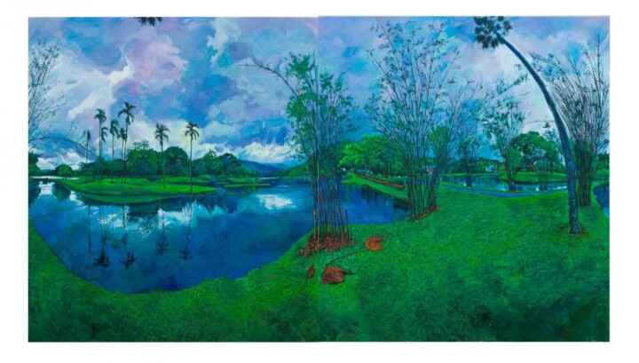 Pittura intitolato "Taiping Lake (horiz…" da Chin Kong Yee, Opera d'arte originale