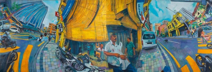 Painting titled "Jalan Tun H.S Lee-D…" by Chin Kong Yee, Original Artwork