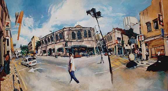 Painting titled "jalan sultan" by Chin Kong Yee, Original Artwork