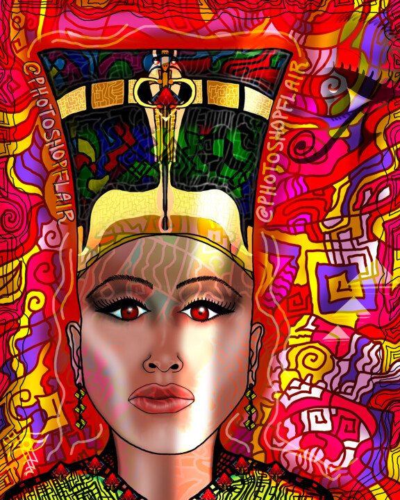Цифровое искусство под названием "Nefertiti Lady Of G…" - China Alicia Rivera, Подлинное произведение искусства, 2D Цифровая…