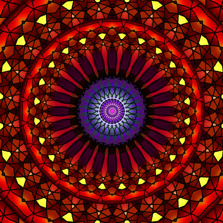 Digital Arts titled "Mosaic Mandala" by China Alicia Rivera, Original Artwork, 2D Digital Work