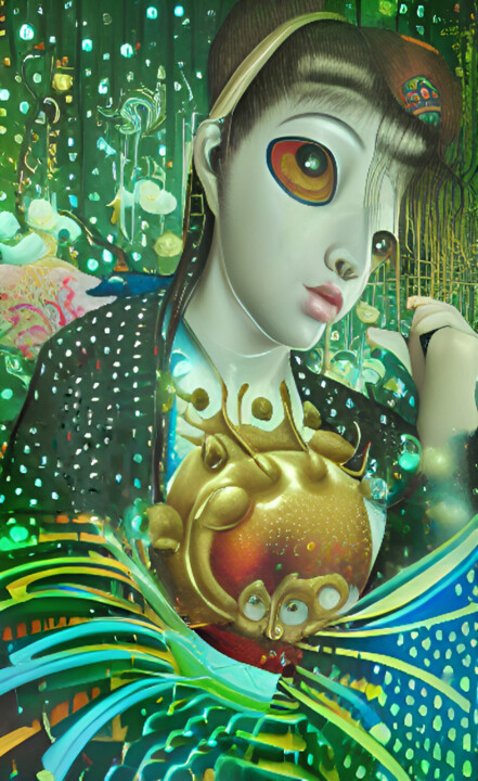 Digital Arts titled "The Mystical One" by China Alicia Rivera, Original Artwork, Digital Painting