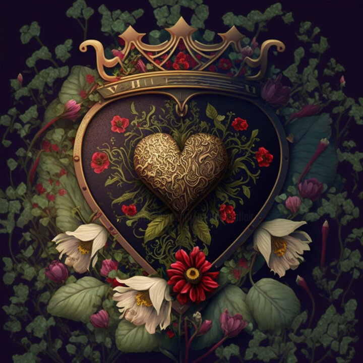Digital Arts titled "Crown Heart (1)" by China Alicia Rivera, Original Artwork, AI generated image