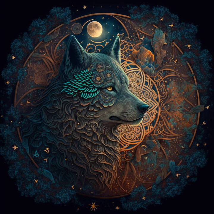 Arts numériques intitulée "Wolf (2)" par China Alicia Rivera, Œuvre d'art originale, Image générée par l'IA