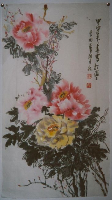 Pittura intitolato "青年书画家蔡坚植国画作品" da Zui Mo Ju Shi, Opera d'arte originale, Olio