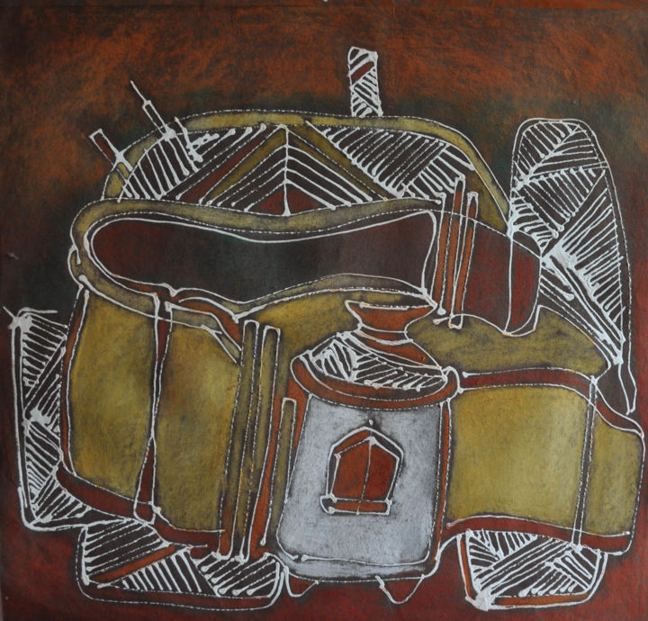 Painting titled "abstraction-indigen…" by Chinmay Mehta Chinu, Original Artwork