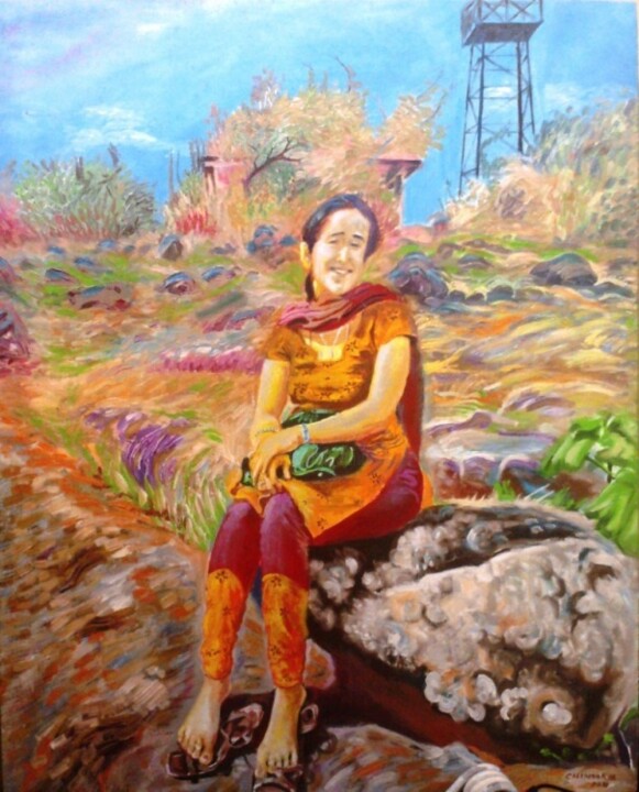 Painting titled "On Jogimatti Hills" by Chinmaya Br, Original Artwork, Oil
