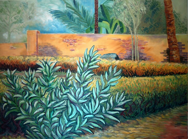 Malerei mit dem Titel "in-the-backyard.jpg" von Chinmaya Br, Original-Kunstwerk