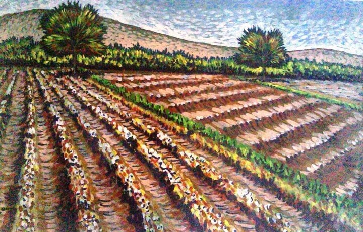 Painting titled "ploughed-field.jpg" by Chinmaya Br, Original Artwork, Tempera