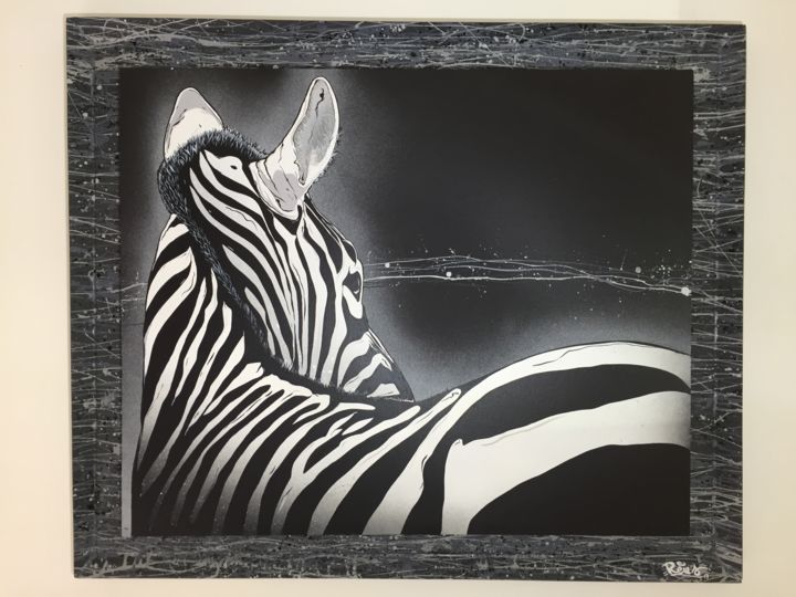 Peinture intitulée "Zebre" par Rem'S, Œuvre d'art originale, Acrylique