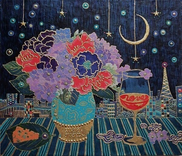 Peinture intitulée "SILENT NIGHT" par Chiori Ohnaka, Œuvre d'art originale, Pigments